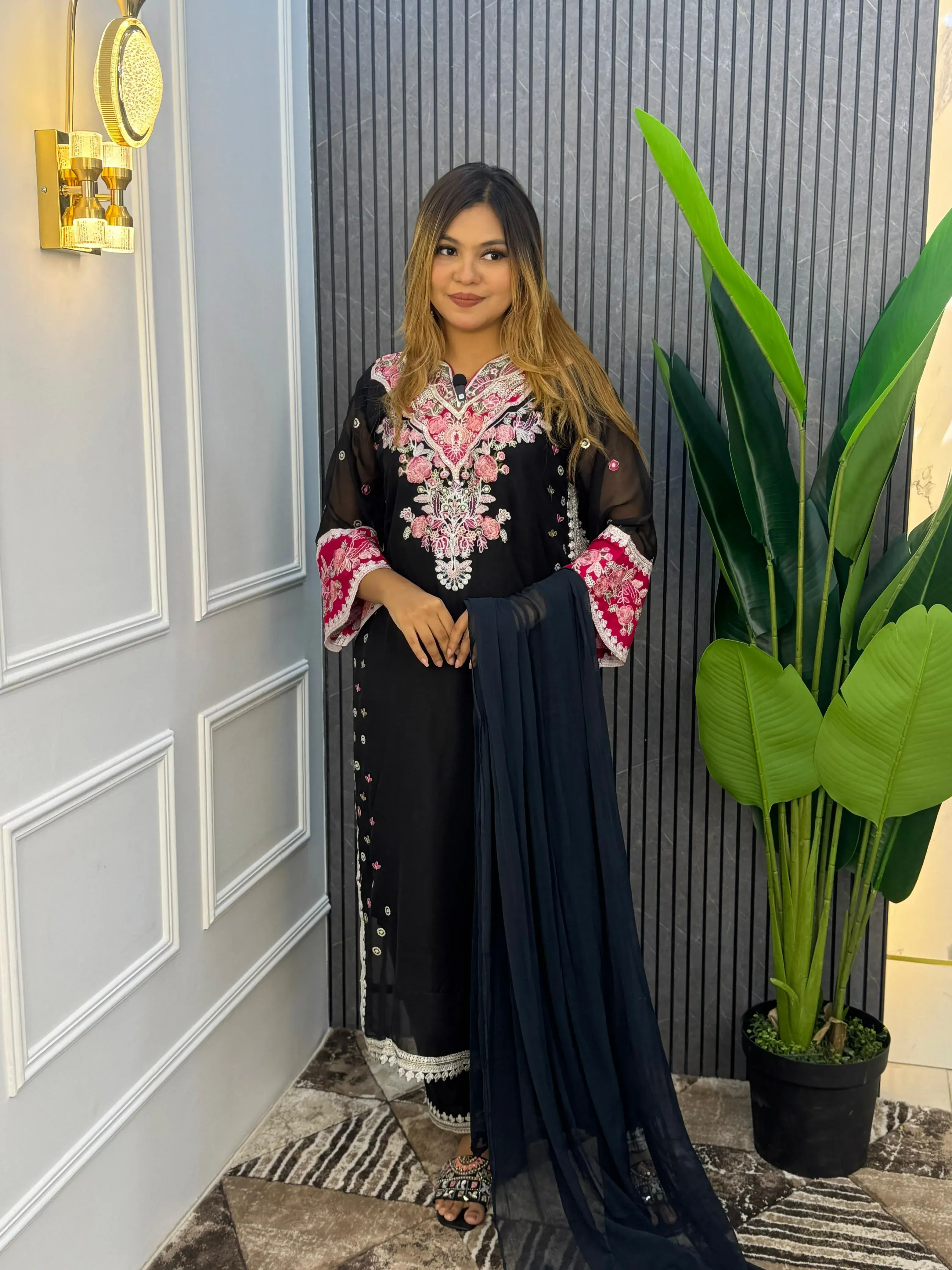 Georgette 3 Pices Stitched Dress